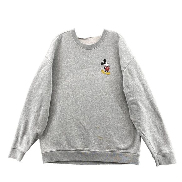 GAP x Disney Sweater Men Large Gray Mickey‎ Mouse Crew Neck Pullover DisneyWorld - Picture 1 of 13